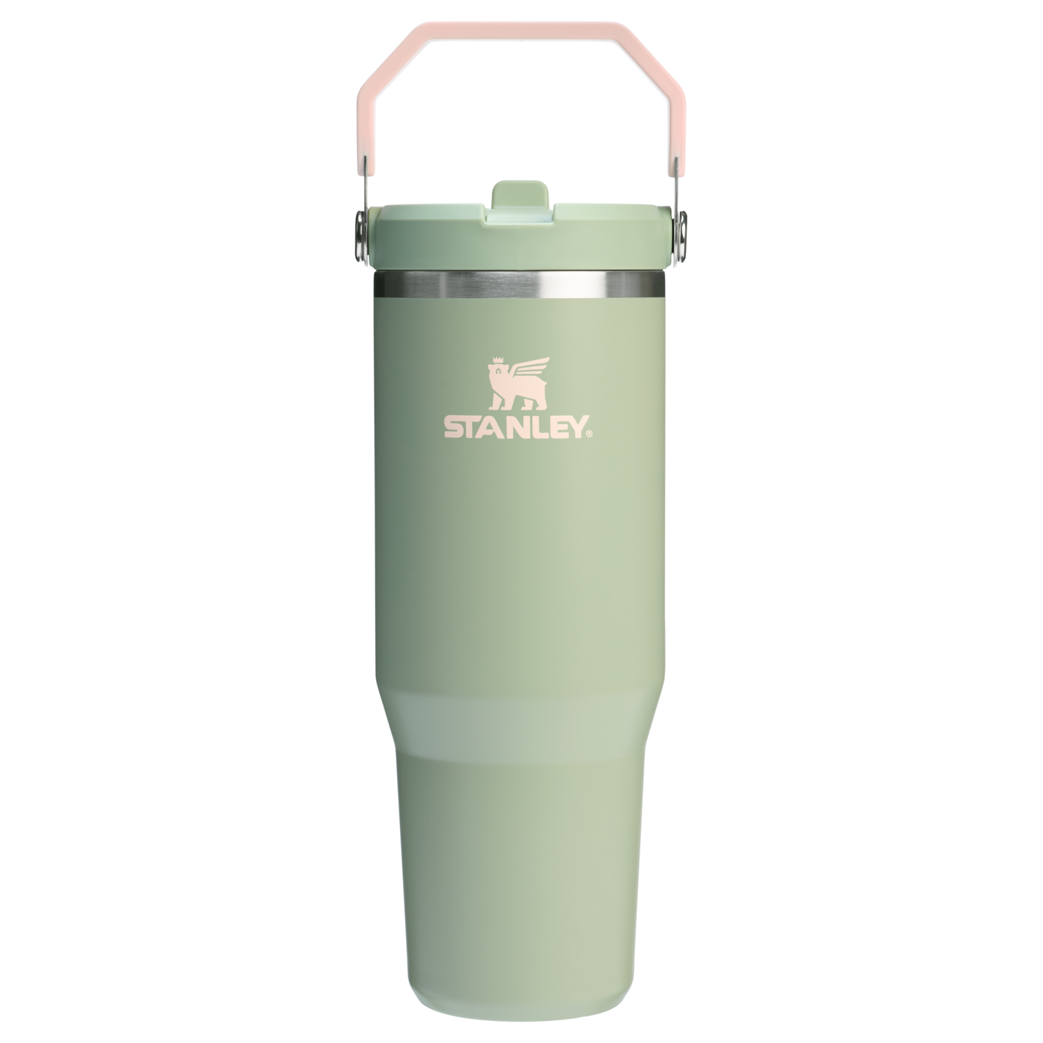 Stanley 30 OZ IceFlow Flip Straw Stainless Steel Tumbler In Lichen Green