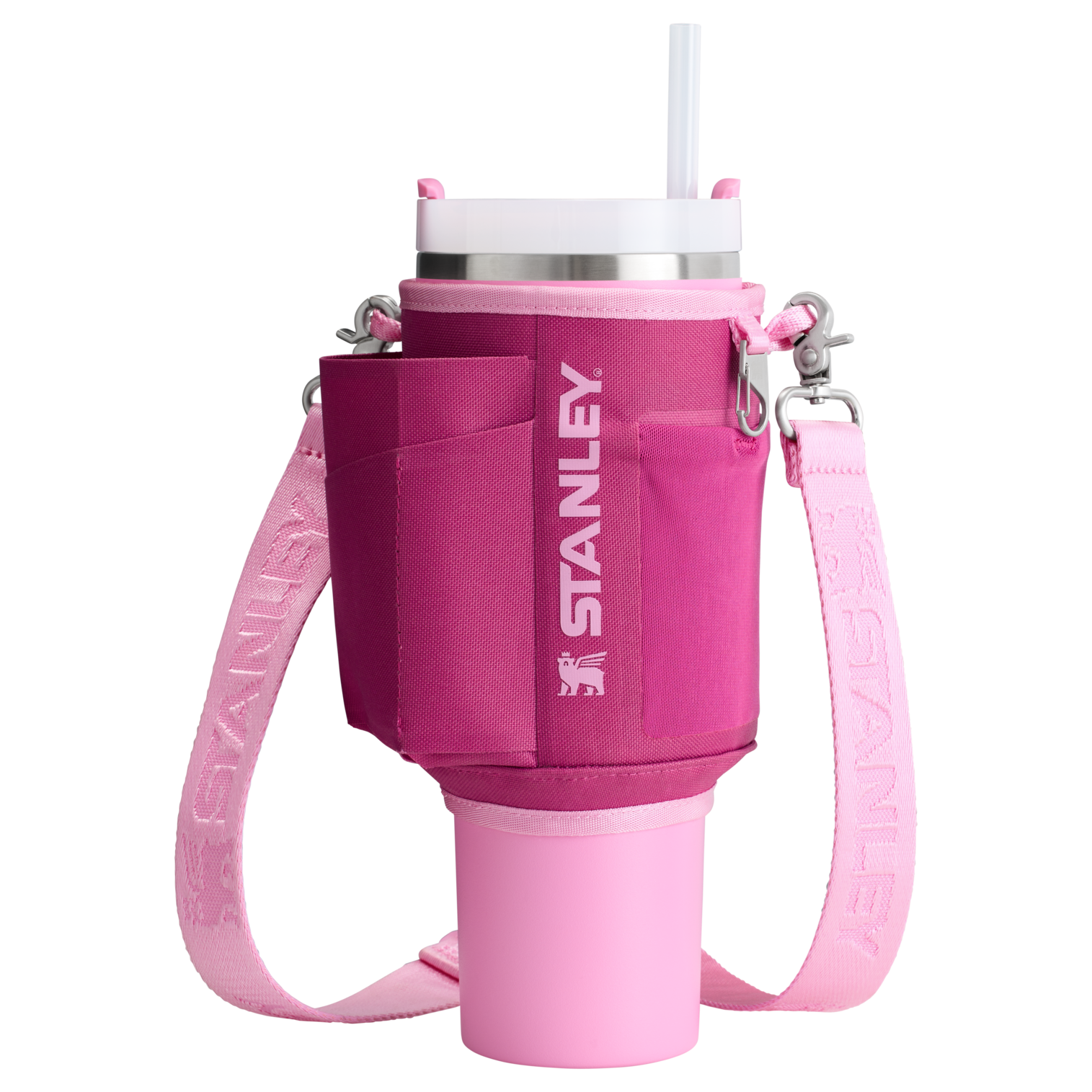 Stanley Carry-All 40 oz Quencher with Detachable Crossbody Straps in Fuchsia