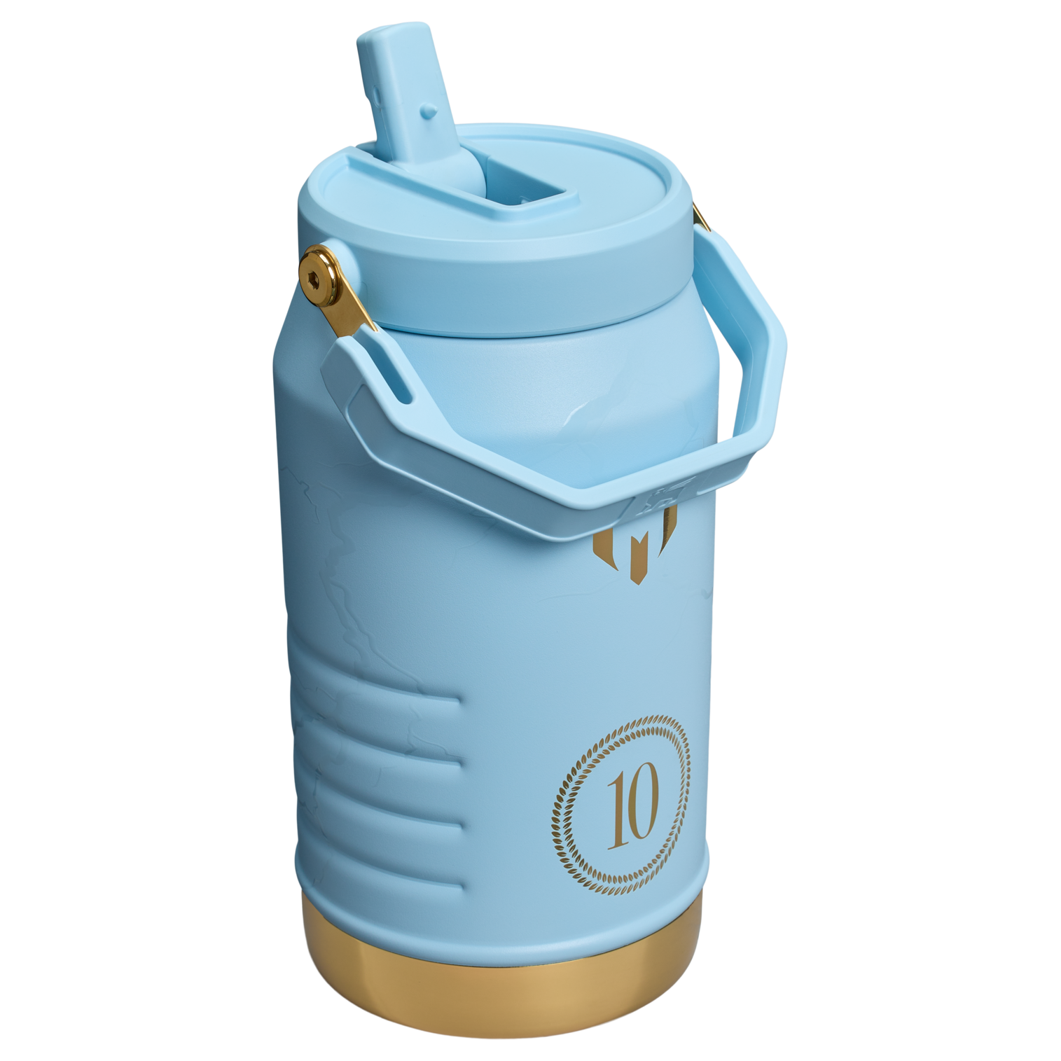 Stanley Messi IceFlow Water Jug 64 OZ in Striker Blue With Gold Accents