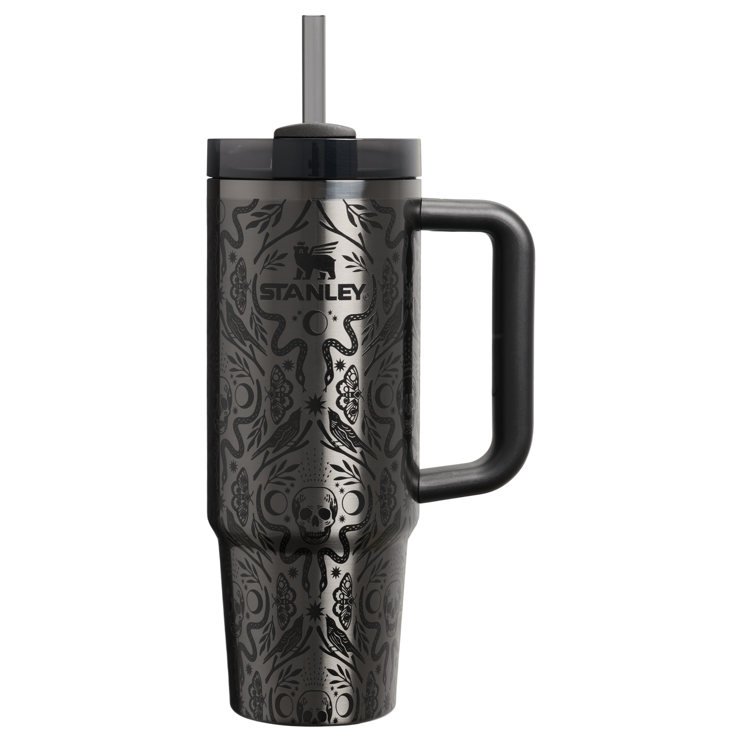 Stanley 30 Ounce Halloween Tumbler With Straw & Handle In Deadly Damask Black